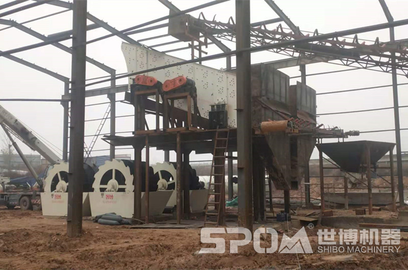 河卵石破碎制砂洗砂，現(xiàn)場圖